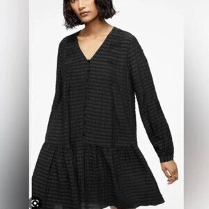 Anine‎ Bing Black Camila Silk and Cotton V-Neck Dress XS